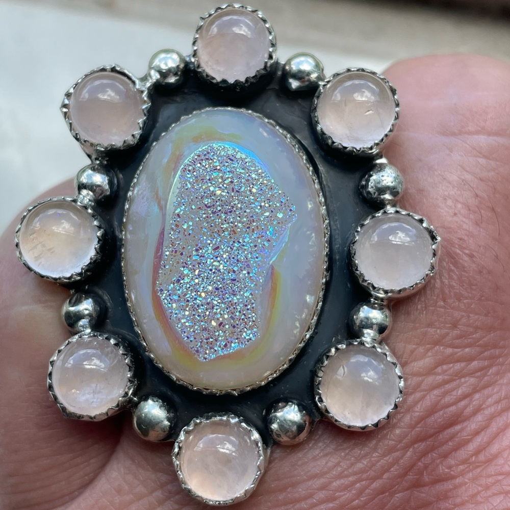 M&S Druzy & Rose Quartz Ring